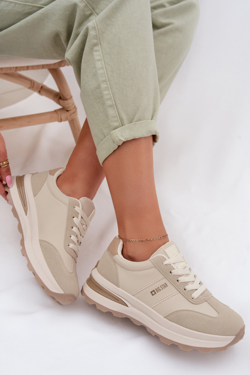Sneakers modelio batai sportiniai bateliai Moteriškas Big Star TT274876 HI-POLY SYSTEM smėlio spalvos