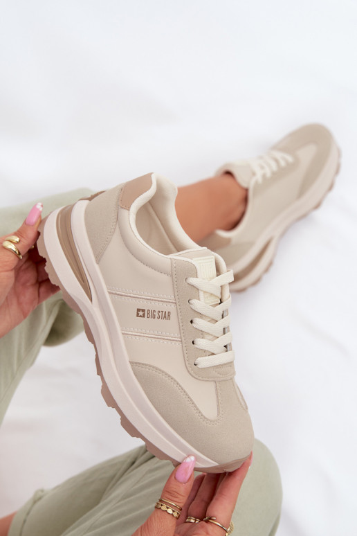 Sneakers modelio batai sportiniai bateliai Moteriškas Big Star TT274876 HI-POLY SYSTEM smėlio spalvos