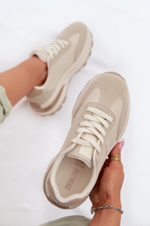 Sneakers modelio batai sportiniai bateliai Moteriškas Big Star TT274876 HI-POLY SYSTEM smėlio spalvos