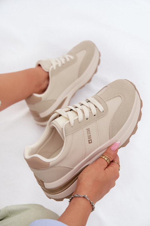 Sneakers modelio batai sportiniai bateliai Moteriškas Big Star TT274876 HI-POLY SYSTEM smėlio spalvos