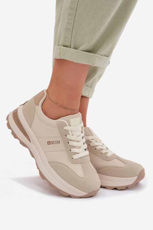 Sneakers modelio batai sportiniai bateliai Moteriškas Big Star TT274876 HI-POLY SYSTEM smėlio spalvos