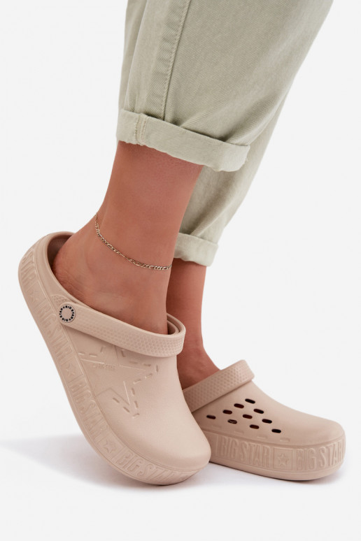 Šlepetės Klumpės Moteriškas Lengvos šlepetės Big Star TT274A083 smėlio spalvos