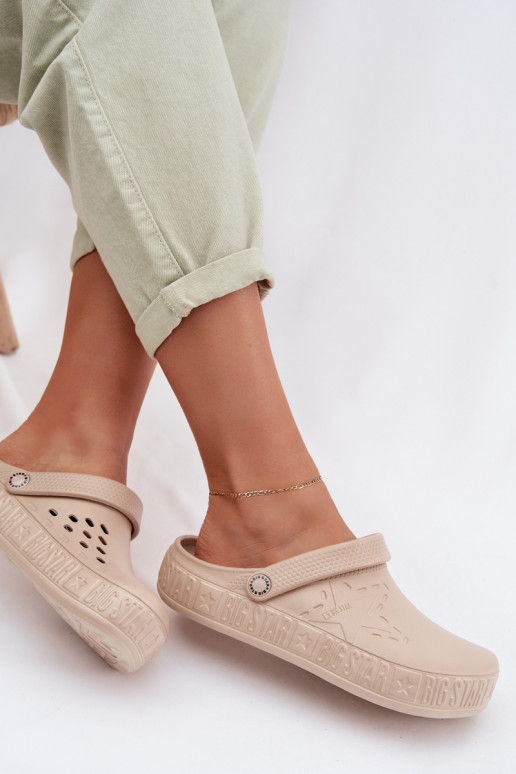 Šlepetės Klumpės Moteriškas Lengvos šlepetės Big Star TT274A083 smėlio spalvos