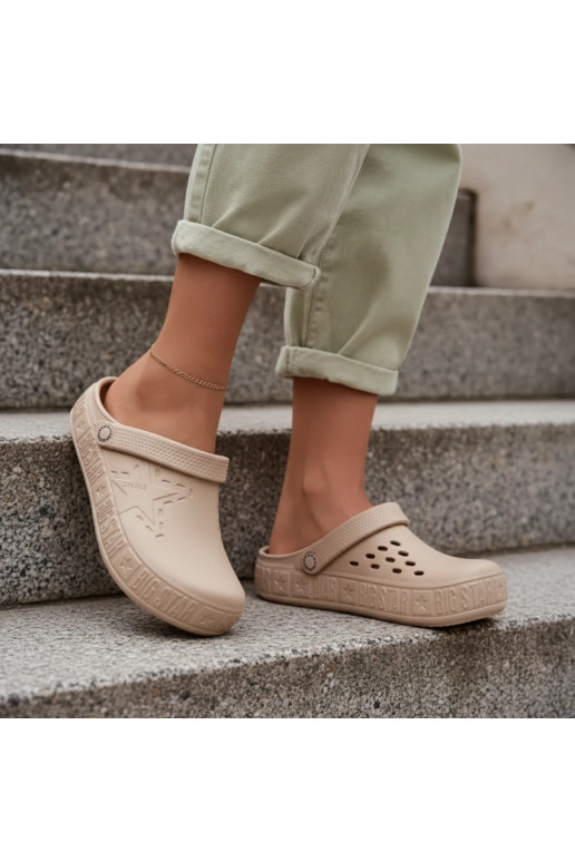 Šlepetės Klumpės Moteriškas Lengvos šlepetės Big Star TT274A083 smėlio spalvos