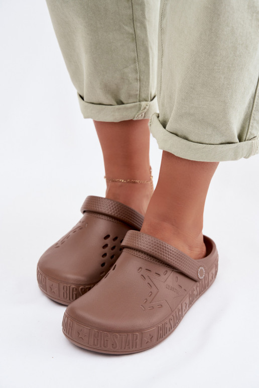 Šlepetės Klumpės Moteriškas Lengvos šlepetės Big Star TT274A085 rudos spalvos