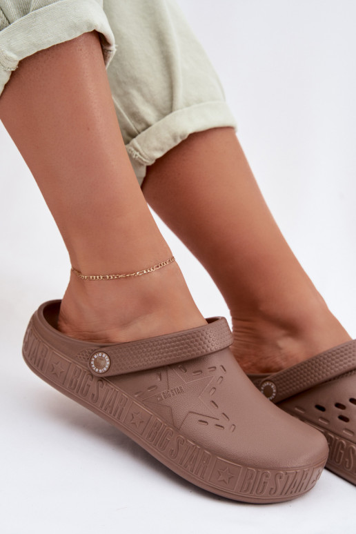 Šlepetės Klumpės Moteriškas Lengvos šlepetės Big Star TT274A085 rudos spalvos