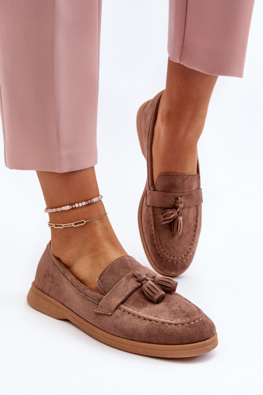 Elegantiški zomšiniai mokasinai rudos spalvos Dansitu