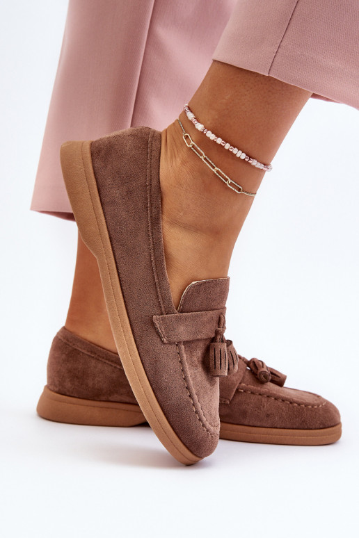 Elegantiški zomšiniai mokasinai rudos spalvos Dansitu