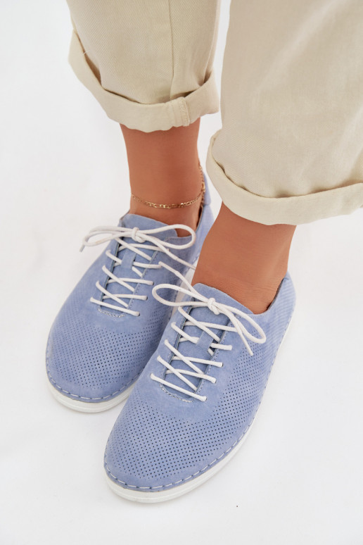 batai MoteriškassuĮjungtaturalnego iš zomšosu S.Barski LR61-7080 mėlynos spalvos