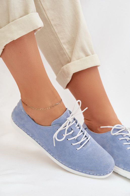 batai MoteriškassuĮjungtaturalnego iš zomšosu S.Barski LR61-7080 mėlynos spalvos