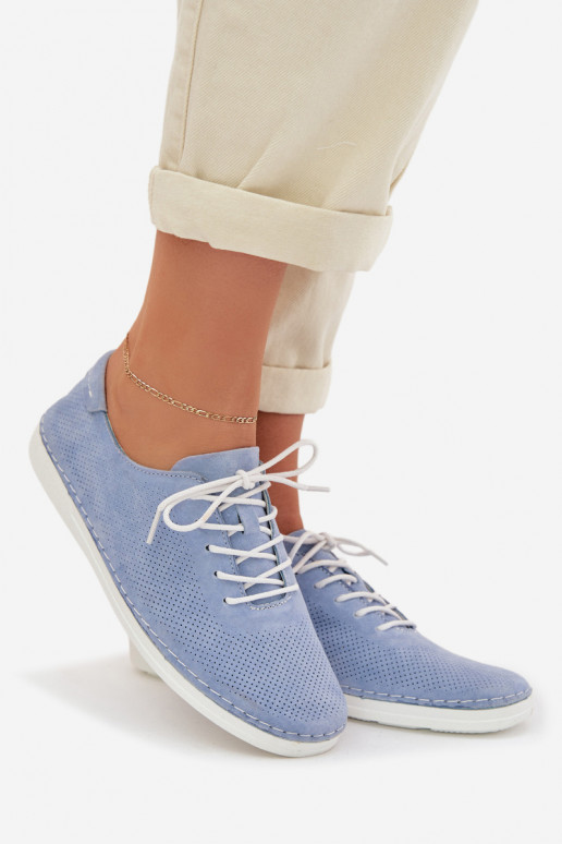 batai MoteriškassuĮjungtaturalnego iš zomšosu S.Barski LR61-7080 mėlynos spalvos