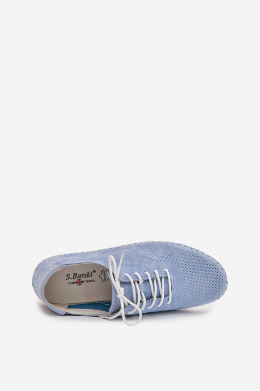 batai MoteriškassuĮjungtaturalnego iš zomšosu S.Barski LR61-7080 mėlynos spalvos