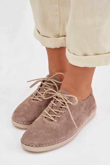 batai MoteriškassuĮjungtaturalnego iš zomšosu S.Barski LR61-7080 smėlio spalvos