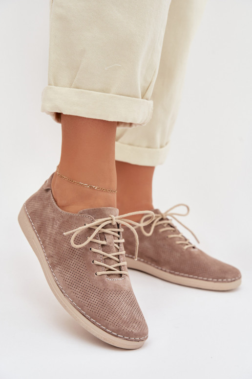 batai MoteriškassuĮjungtaturalnego iš zomšosu S.Barski LR61-7080 smėlio spalvos