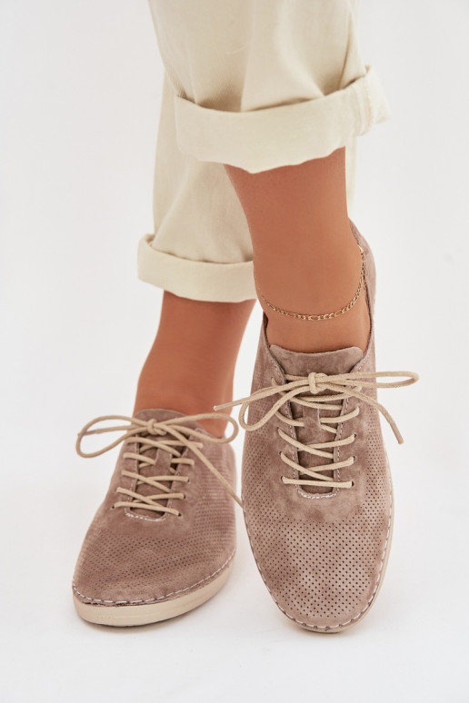 batai MoteriškassuĮjungtaturalnego iš zomšosu S.Barski LR61-7080 smėlio spalvos