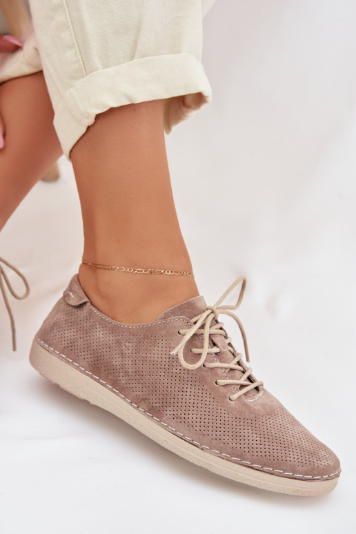 batai MoteriškassuĮjungtaturalnego iš zomšosu S.Barski LR61-7080 smėlio spalvos