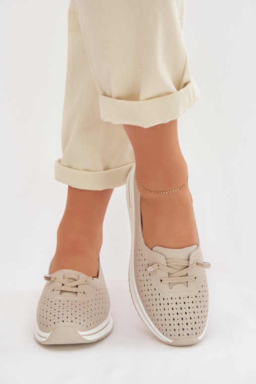 Oda su aužūro elementais batai Moteriškas S.Barski LR61-7044 smėlio spalvos