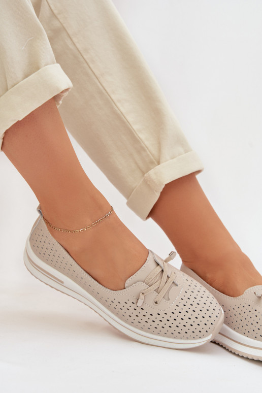 Oda su aužūro elementais batai Moteriškas S.Barski LR61-7044 smėlio spalvos