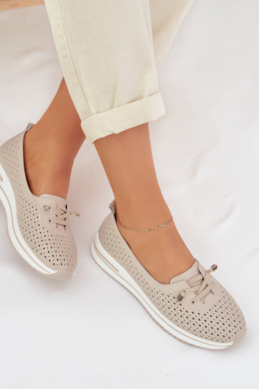 Oda su aužūro elementais batai Moteriškas S.Barski LR61-7044 smėlio spalvos