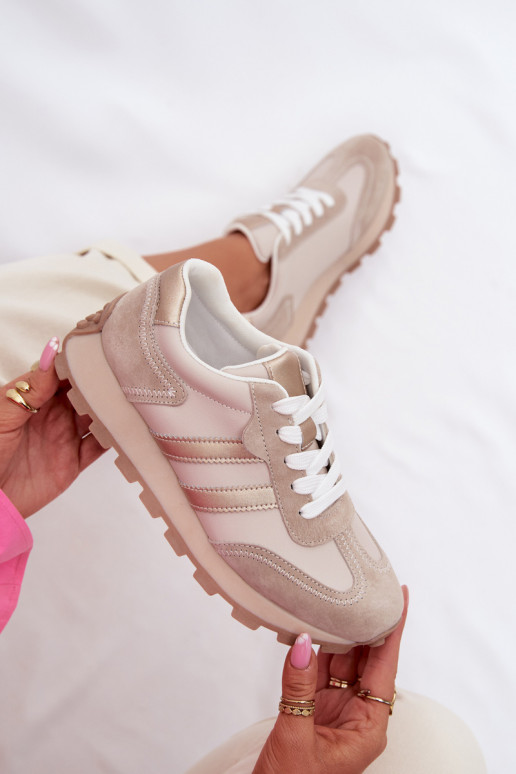 Oda Sneakers modelio batai Moteriškas su platforma S.Barski LR61-7096 smėlio spalvos