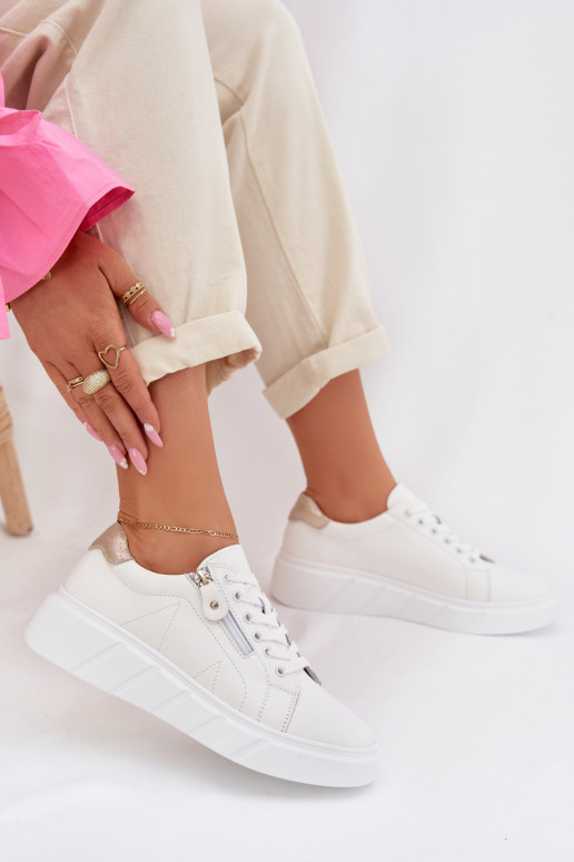 Oda batai Moteriškas su užtrauktukais baltos spalvos Althea