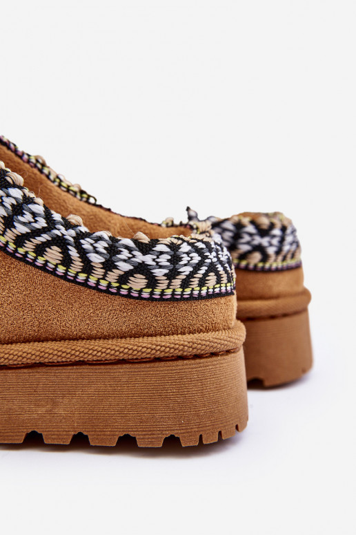 Šlepetės Vaikiški Įsispiriamo modelio pašiltinti rudos spalvos Olivane