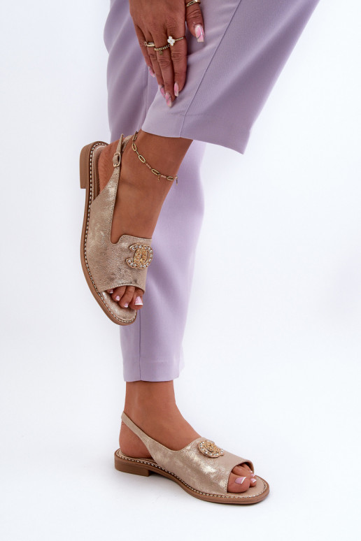 Moteriškos basutės su ornamentais S.Barski KV27-049 aukso spalvos