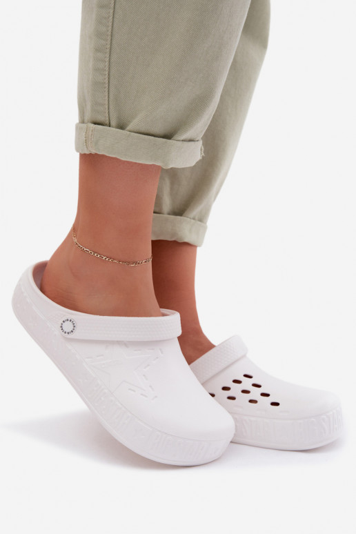 Šlepetės Klumpės Moteriškas Lengvos šlepetės Big Star TT274A081 baltos spalvos