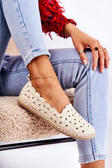 Moteriškas Įsispiriamo modelio Balerinos su gėlytėmis smėlio spalvos Vennice 2