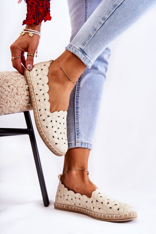 Moteriškas Įsispiriamo modelio Balerinos su gėlytėmis smėlio spalvos Vennice