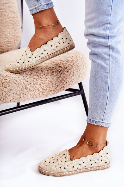 Moteriškas Įsispiriamo modelio Balerinos su gėlytėmis smėlio spalvos Vennice