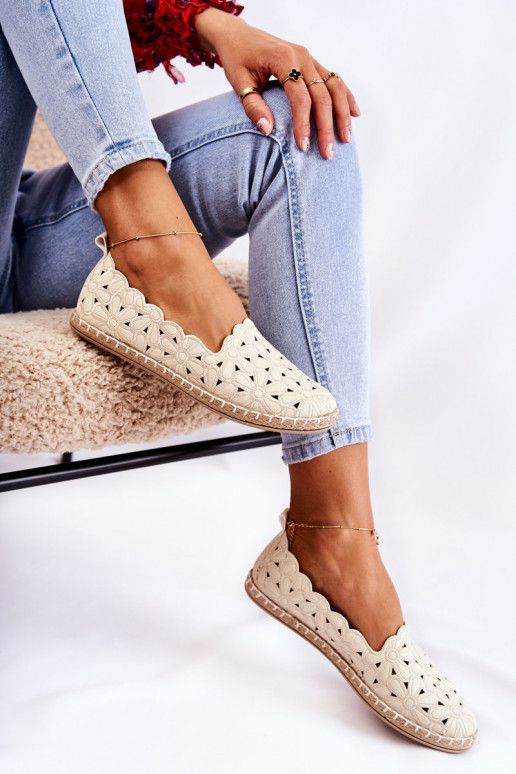 Moteriškas Įsispiriamo modelio Balerinos su gėlytėmis smėlio spalvos Vennice