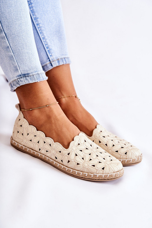 Moteriškas Įsispiriamo modelio Balerinos su gėlytėmis smėlio spalvos Vennice