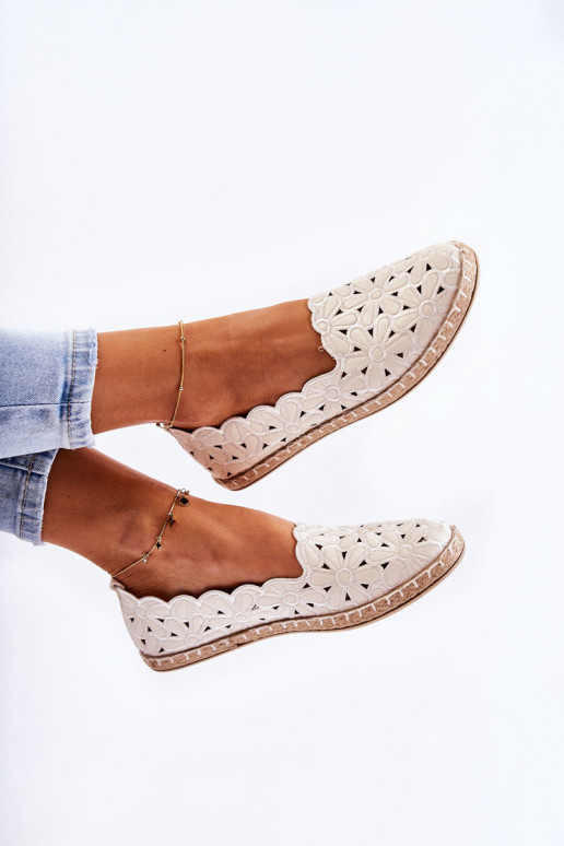 Moteriškas Įsispiriamo modelio Balerinos su gėlytėmis baltos spalvos Vennice