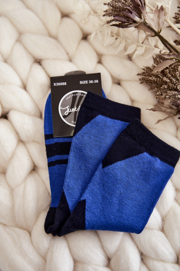 Kojinės Dviejų atspalvių su juostelėmis žydros-juodos spalvos 2