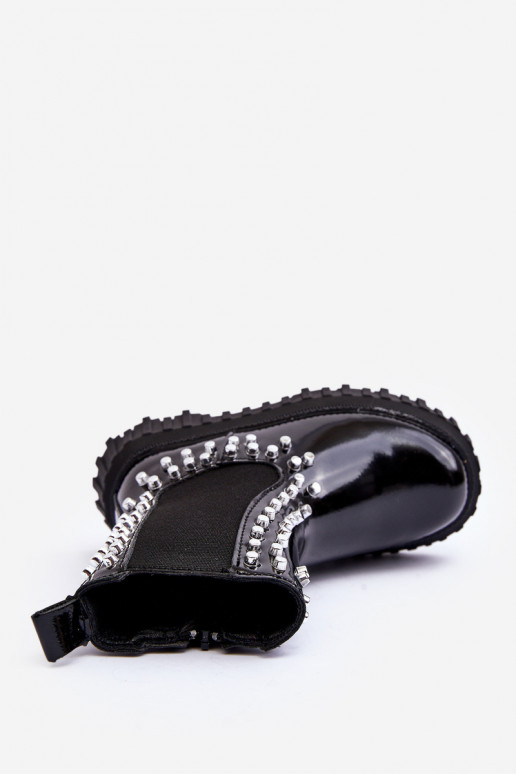 su lako efektu stilingi aulinukai Vaikiški Dekoruotos Su kalnų krištolais juodos spalvos Adelie