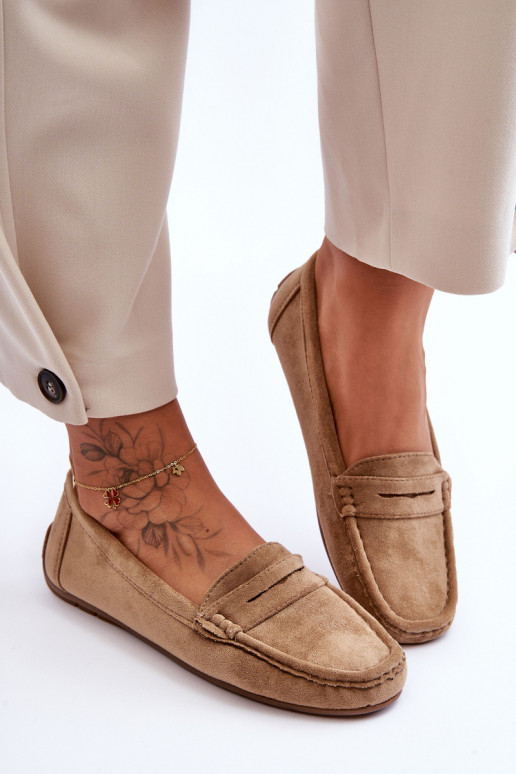 Elegantiški zomšiniai mokasinai rudos spalvos Lenvie