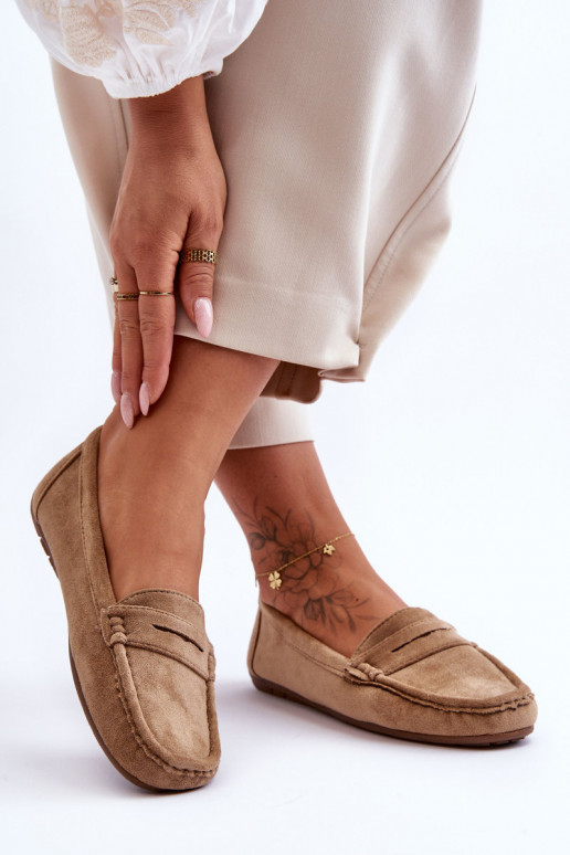 Elegantiški zomšiniai mokasinai rudos spalvos Lenvie