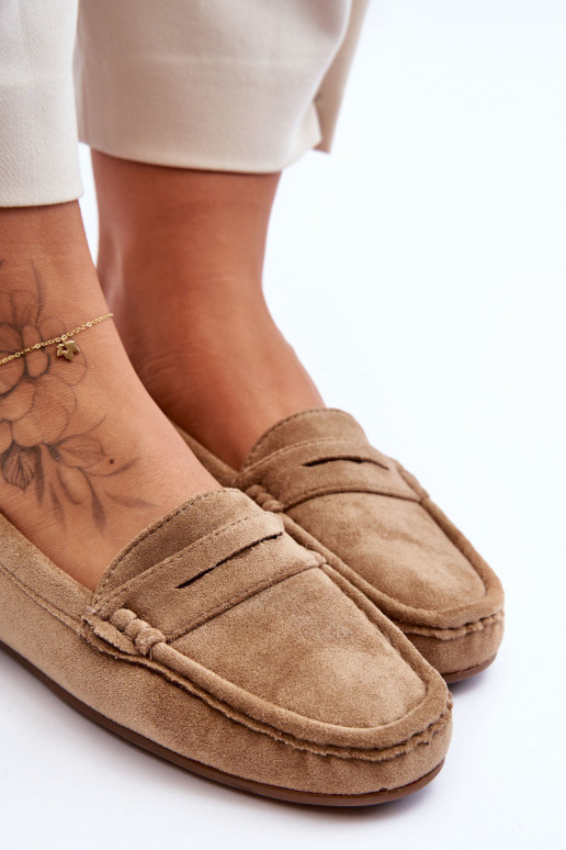 Elegantiški zomšiniai mokasinai rudos spalvos Lenvie