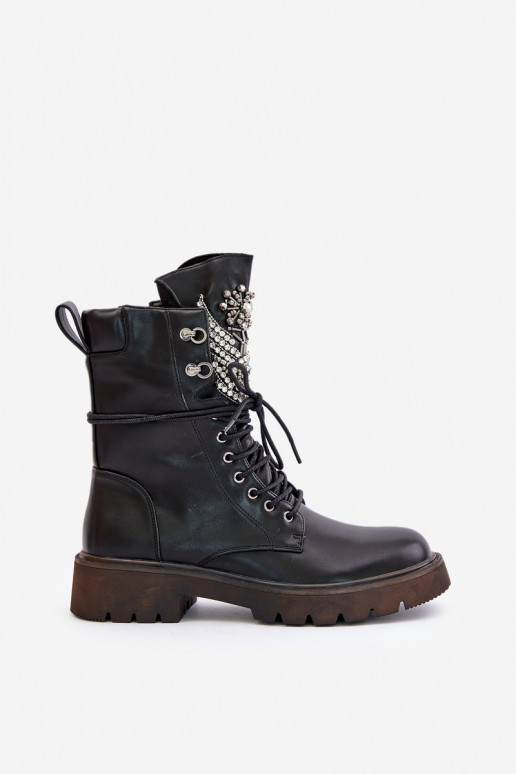 Eko Oda Darbiniai kulkšnies batai Su dekoracija pašiltinti D&A MR880-080 juodos spalvos