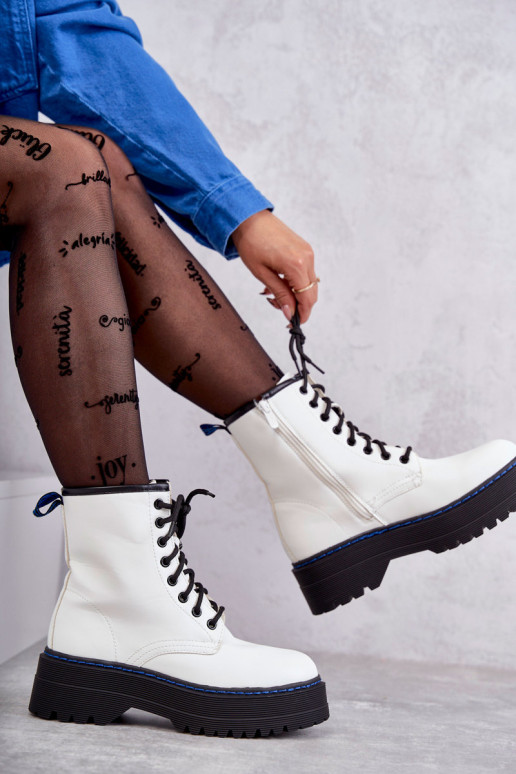 Moteriškas su dirželiais Moteriški kerziniai batai baltos spalvos Callie