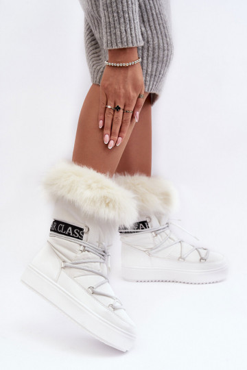 Moteriškas sniego batai su raišteliais baltos spalvos Santero - baltos spalvos