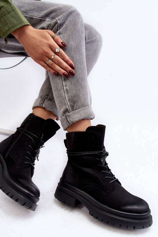 Moteriški aulinukai Ant storo pado juodos spalvos Įjungtarelona