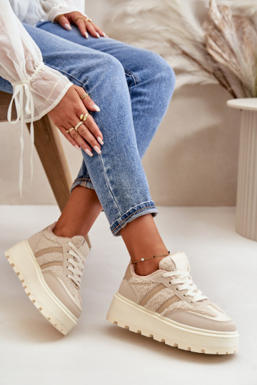 pašiltinti Sneakers modelio batai Moteriškas su platforma su pašiltinimu smėlio spalvos Daivlene