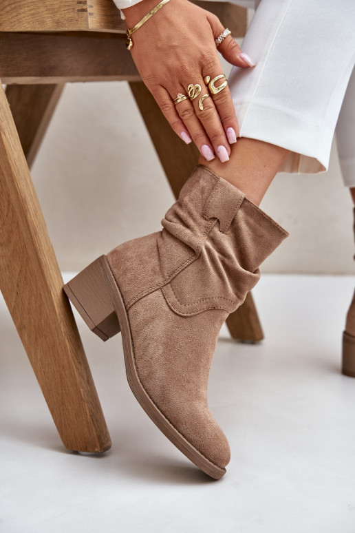 pašiltinti Moteriški aulinukai Su riesta viršutine dalimi Ant žemo kulno smėlio spalvos Zinanya