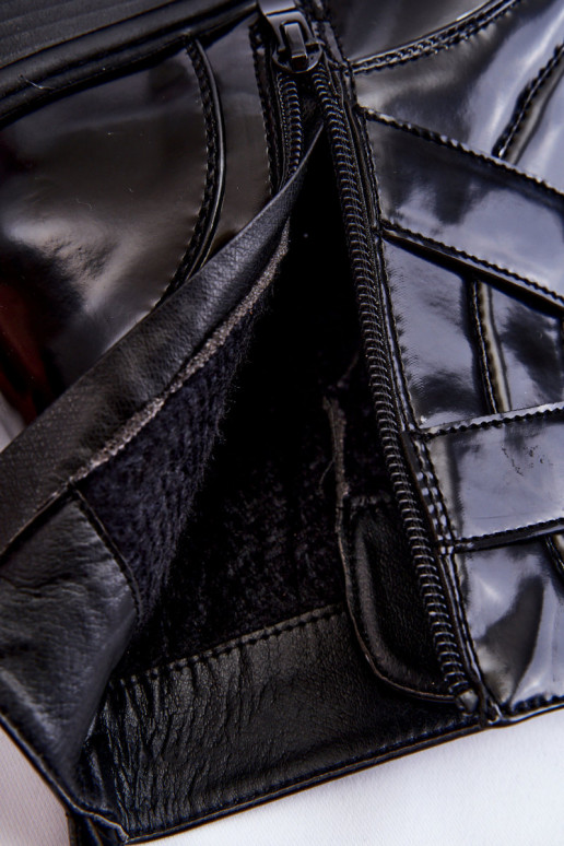 Moteriškas pašiltinti Aulinukai su plačiais kulniukais su užtrauktukais juodos spalvos Joshie