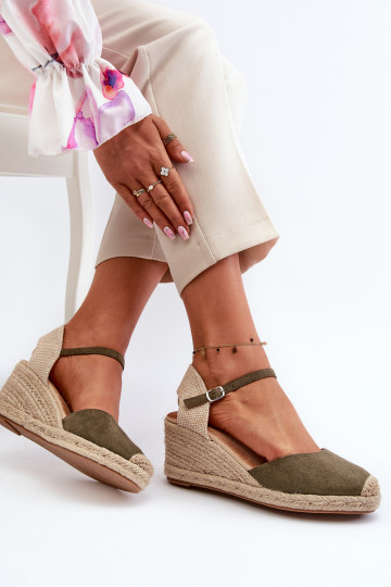 iš zomšos sandalai espadrilės su platforma žalios spalvos Cammer 2