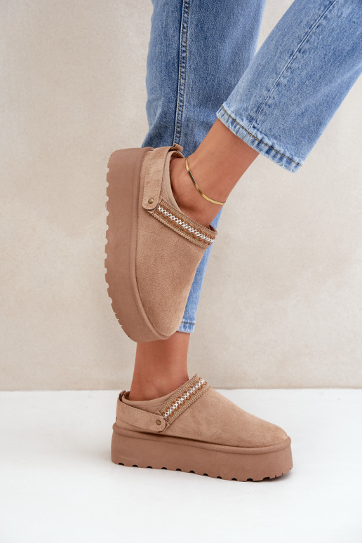 sniego batai Su puošniais Haftem smėlio spalvos Selithria