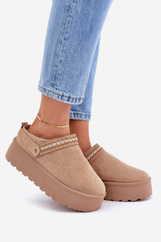 sniego batai Su puošniais Haftem smėlio spalvos Selithria