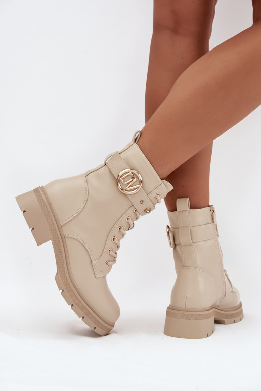 pašiltinti Darbiniai kulkšnies batai Moteriškas Su puošniais Detalem smėlio spalvos Talyssa